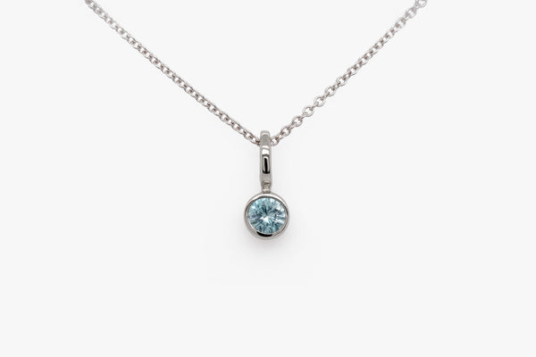14K Apsara Blue Zircon Necklace