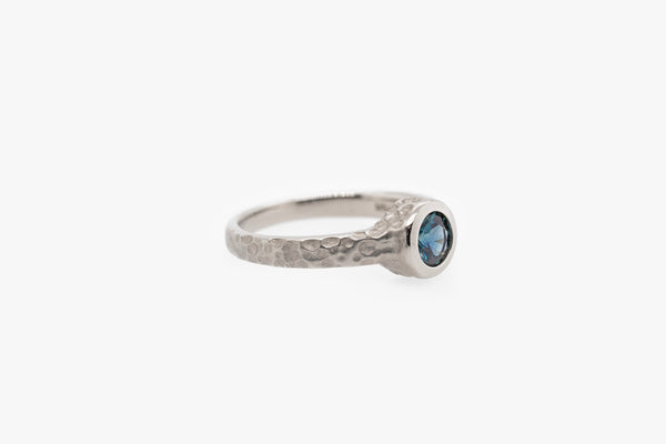 Hammered Finish Montana Sapphire Ring