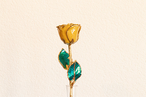Yellow Topaz Rose with 24k Gold Trim